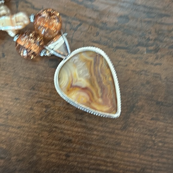 Beautiful Brown Agate Pendant Necklace- Handcrafted - Picture 7 of 7